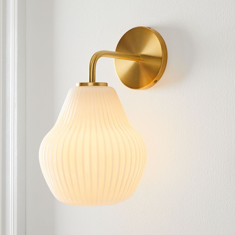 Sculptural Glass Ribbed Sconce (7.5") (In-Stock &amp; Ready to Ship)