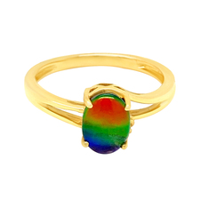 Ammolite Ladies Ring in 14K Yellow Gold