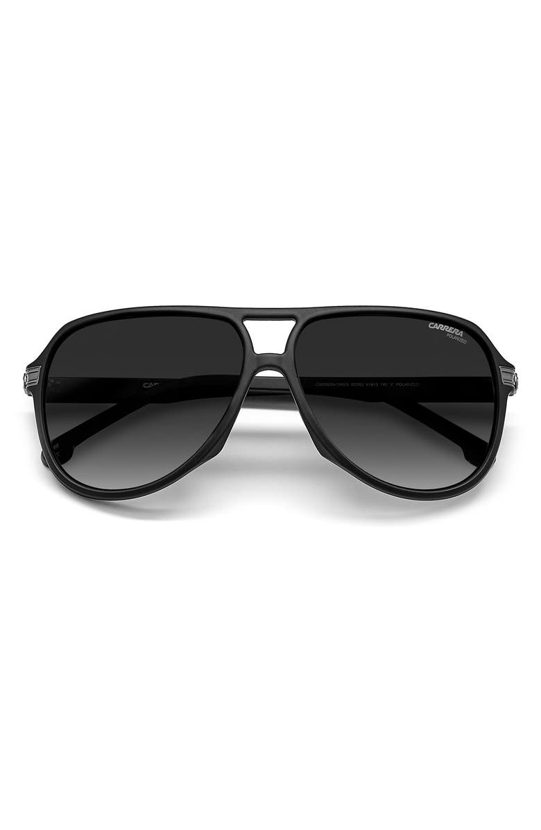 CARRERA EYEWEAR Aviator Polarized Sunglasses, Main, color, MATTE BLACK / GRAY SF PZ