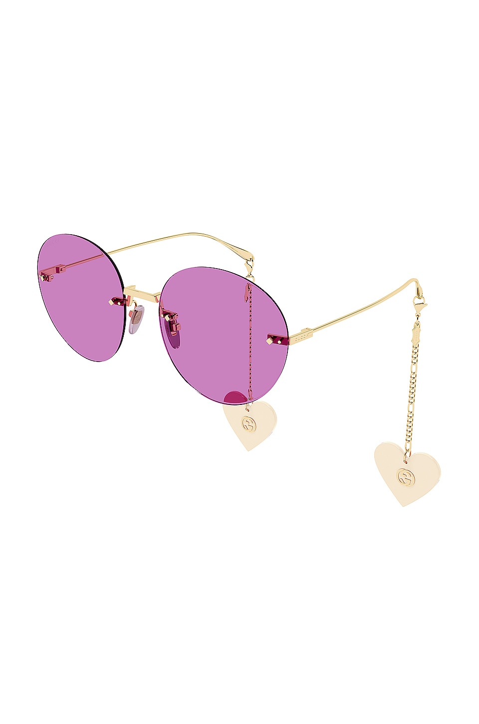 Gucci Metal Round with Charm in Shiny Endura Gold &amp; Solid Pink Magenta | REVOLVE