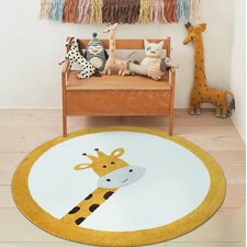 Kids Area Rugs Playroom Cartoon Giraffe Round Kids Carpet