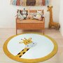 Kids Area Rugs Playroom Cartoon Giraffe Round Kids Carpet