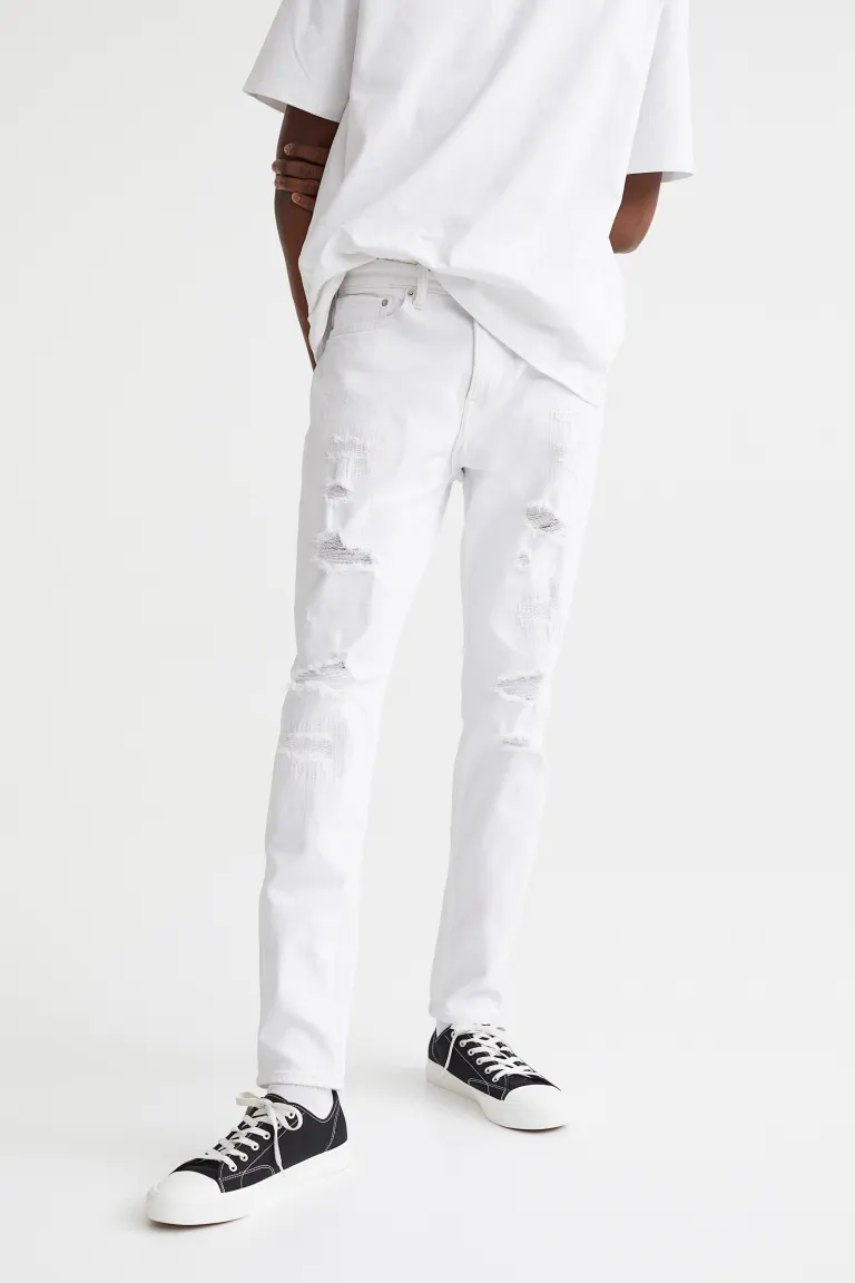 Slim Tapered Jeans - White - Men 