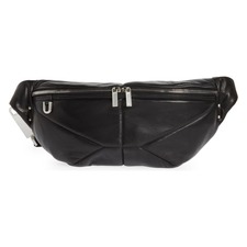 RICK OWENS Quilted Leather Belt Bag, Main, color, BLACK