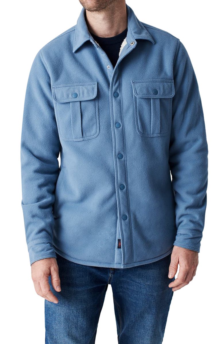 FAHERTY Fleece Lined Snap Shirt Jacket, Main, color, KOI BLUE