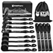 Stay There Heavy Duty Ratchet Tie Down Straps - 4500 Lbs Breaking Strength 1.5" x 8' , Includes 4 Heavy Duty Ratchet Padded H