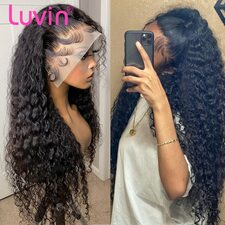 Luvin 250 Density 13×4 13×6 Lace Human Hair Wigs for Women Brazilian Deep Wave 30 40 Inch Loose Water Curly Frontal Closure Wig