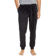 DANIEL BUCHLER Waffle Velour Jogger Pajama Pants, Main, color, BLACK