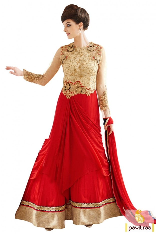 Red Color Party Wear Gown S...
