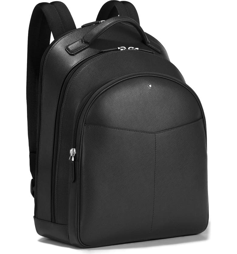 MONTBLANC Sartorial Leather Backpack, Main, color, BLACK