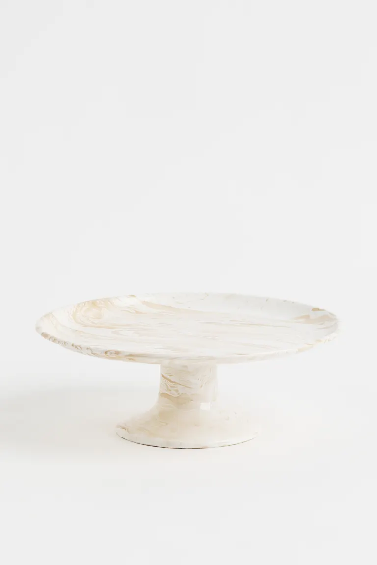 Metal Cake Stand - Beige/marble-patterned - Home All | H&amp;M US 2