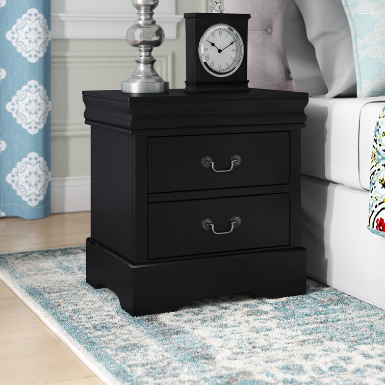 Ely 23'' Tall 2 - Drawer Nightstand in Black