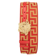 VERSACE FIRST LINE La Medusa La Greca Web Belt, Main, color, RED/ GOLD
