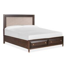 Magnussen Furniture Zephyr King Upholstered Panel Storage Bed in Sable
