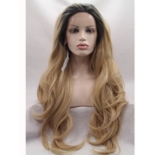 Ombre Color Dark Blonde Wave Synthetic Front Lace Wigs
