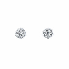 Diamond Cluster Stud Earring in 14K White Gold