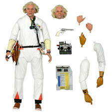 NECA Doc Brown 7 with interchangeable heads, swap-able arms and hands, revolver, clipboard