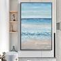 Landscape Hand Painted Oil Painting Light Blue Ocean and Wave Poster Home Wall Canvas