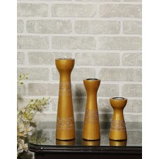 Buy Hand Painted Wave Golden Wood Candle Holder Online At Rajrang