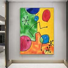 Hand Painted Juan Miro Abstract Children's Art Canvas Oil Painting Modern Murals
