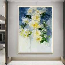 Hand Painted Oil Painting Palette Knife Flowers Abstract Thick Acrylic Wall Canvas Room Art