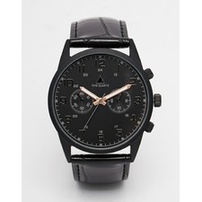 ASOS Watch In Black With Rose Gold Hands