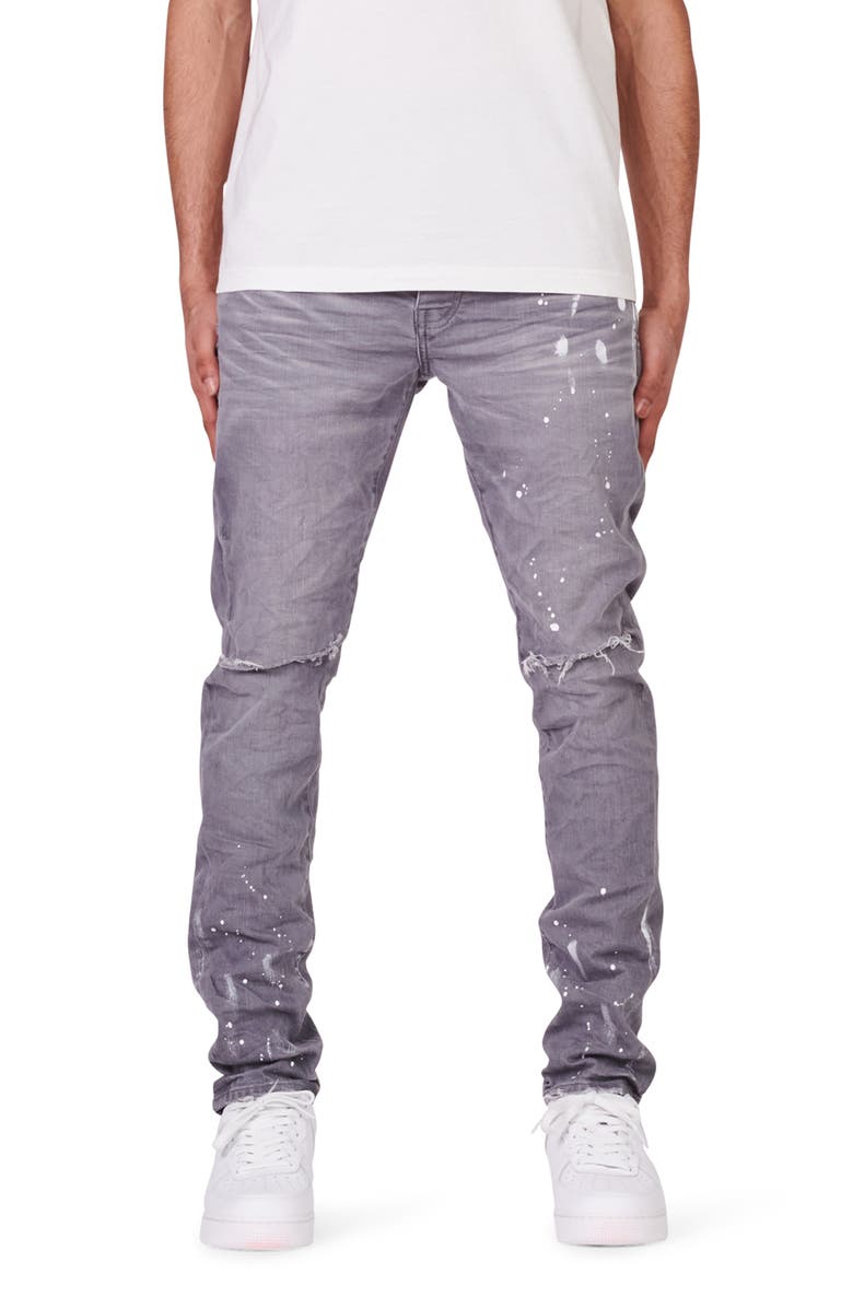 PURPLE BRAND PURPLE Skinny Jeans, Main, color, WORN GREY KNEE SLIT