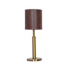 Cylindrical Brown Leather Table Lamp