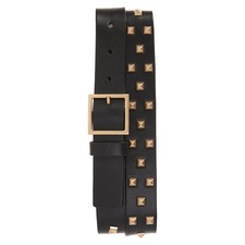 ALLSAINTS Pyramid Stud Leather Belt, Main, color, BLACK WARM BRASS