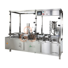 Automatic Servo Driven Two Heads Vial Injectable Liquid Filling with Pick and Place Type Rubber Stoppering and Cap Sealing Machine