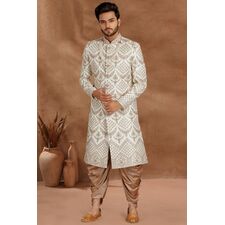 Cream Silk Grooms Sherwani (NMK-5785)