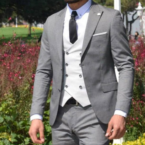 Grey Designer Mens Suit Jac...