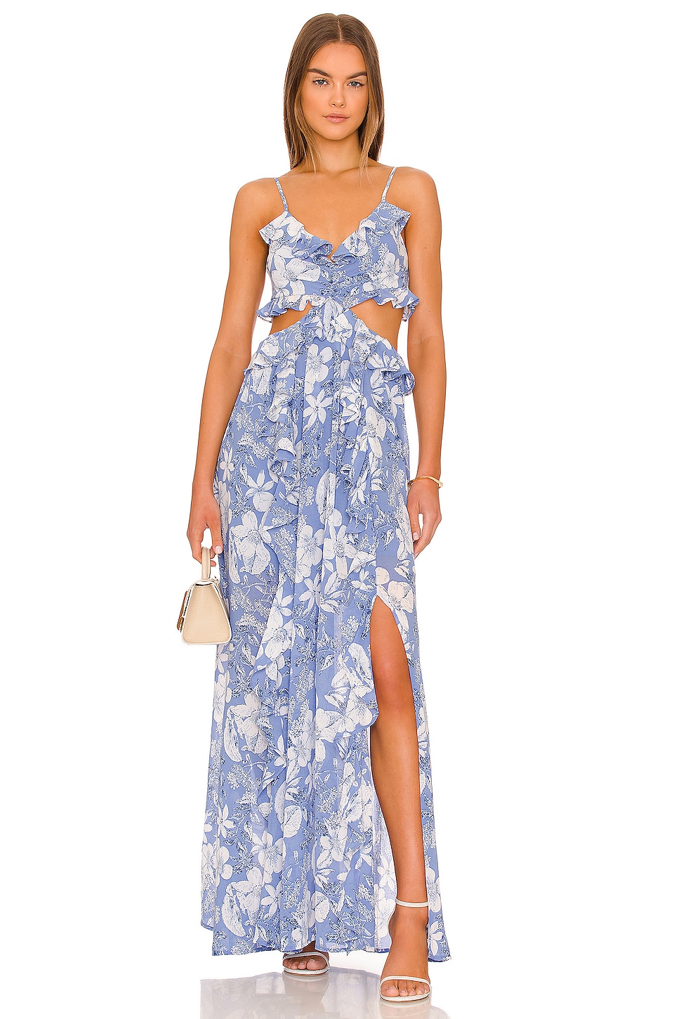 ASTR the Label Palace Dress in Blue &amp; White Floral | REVOLVE