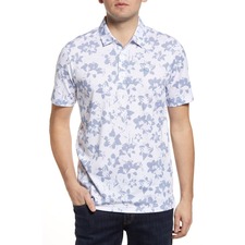 TRAVISMATHEW Hootenanny Floral Polo, Main, color, HEATHER COPEN BLUE