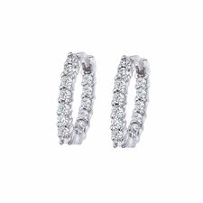 Roberto Coin 18Kt Gold Petite Inside Outside Diamond Hoop Earrings