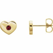 Buy 14K Yellow Lab-Grown Ruby Heart Earrings