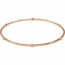 14K Rose 1/4 CTW Diamond Bezel-Set Bangle 8" Bracelet