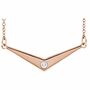 14K Rose .03 CTW Diamond Solitaire "V" 18" Necklace
