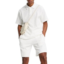 TOPMAN Co-Ord Smart Rib Polo, Main, color, WHITE