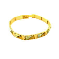 White Glacier Gold &amp; Gold Nugget Mens Bracelet in 14K Yellow Gold