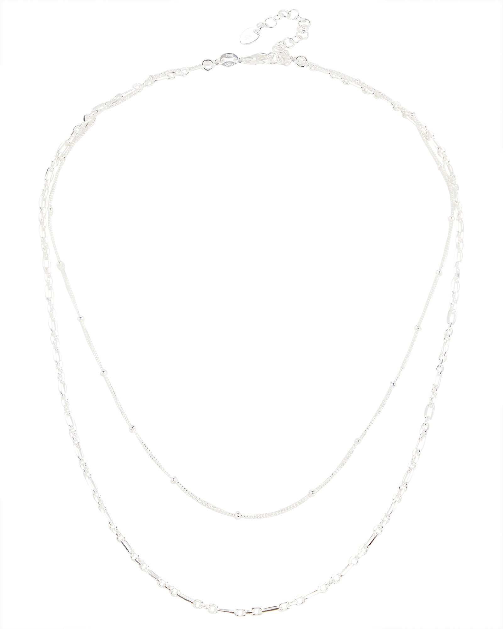 Layered Chain Necklace, SILVER