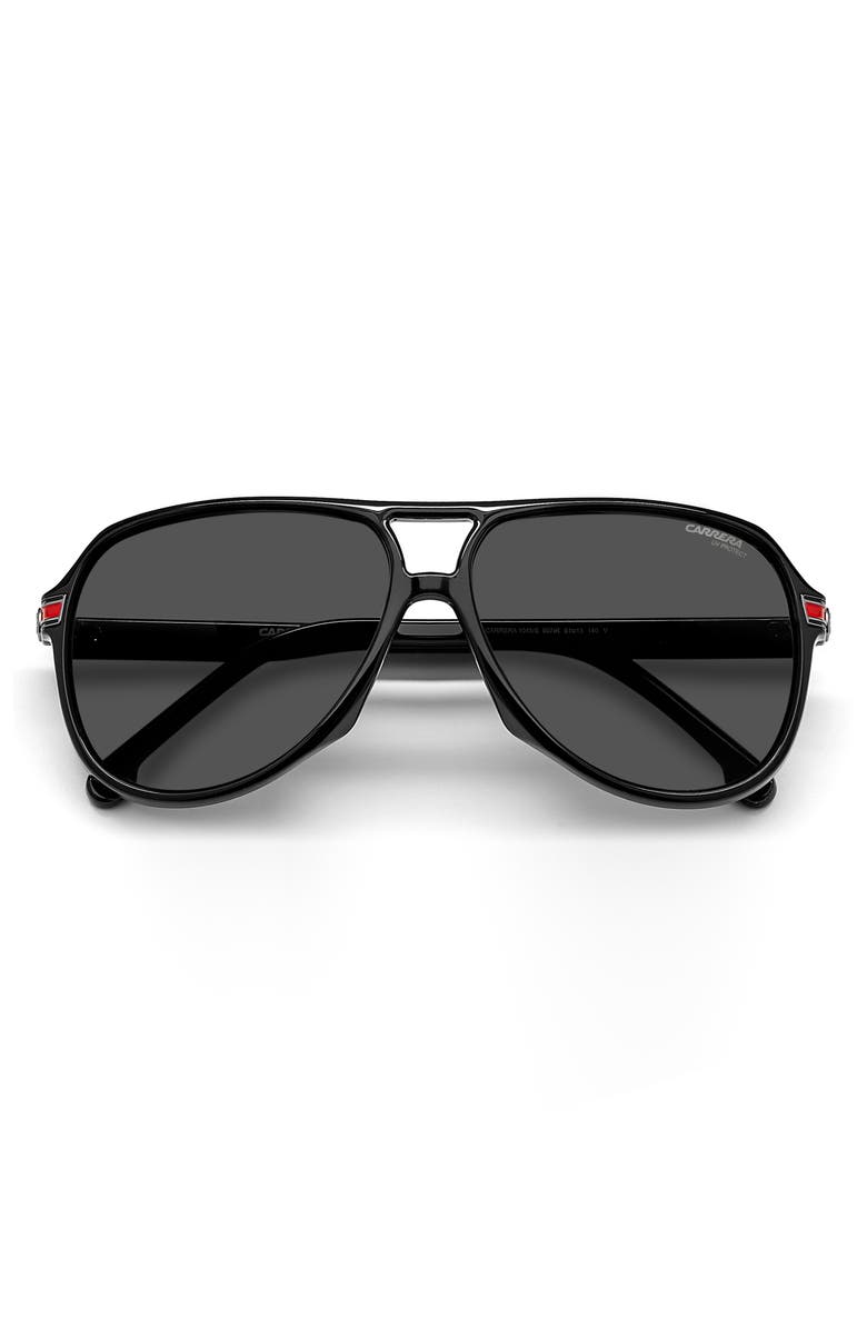 CARRERA EYEWEAR Aviator Polarized Sunglasses, Main, color, BLACK / GREY