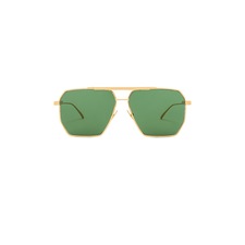 Bottega Veneta Angular Pilot in Shiny Gold &amp; Green | REVOLVE