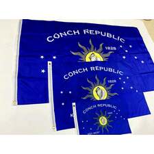 3x Sizes - Conch Republic Independence Flag Combo 12"x18", 2'x3' and 3'x5' from Key West, Florida