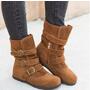 Winter buckled calf women's boots, winter women's warm zipper boots, plain flat shoes, large size women's casual boots