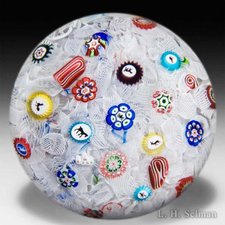 Rare Magnum Antique Baccarat 'B 1848' Scattered Millefiori And Gridel Canes Paperweight. by Baccarat Antique
