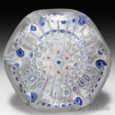 Antique English, Possibly Arculus or Walsh Walsh, Concentric Millefiori Faceted Paperweight. by English Antique