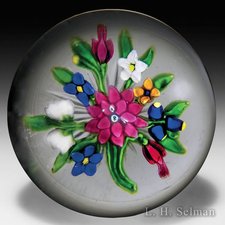 Important Antique Saint Louis Dahlia And Fuchsias Bouquet Paperweight. by Saint Louis Antique