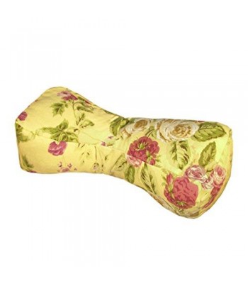 Travel Buddy Neck Support Pillow in Bethany Yellow Victorian Cabbage Rose Floral Print - Bone Shape - 100% Cotton - Latex Foam Fill - Made in USA (Yellow)