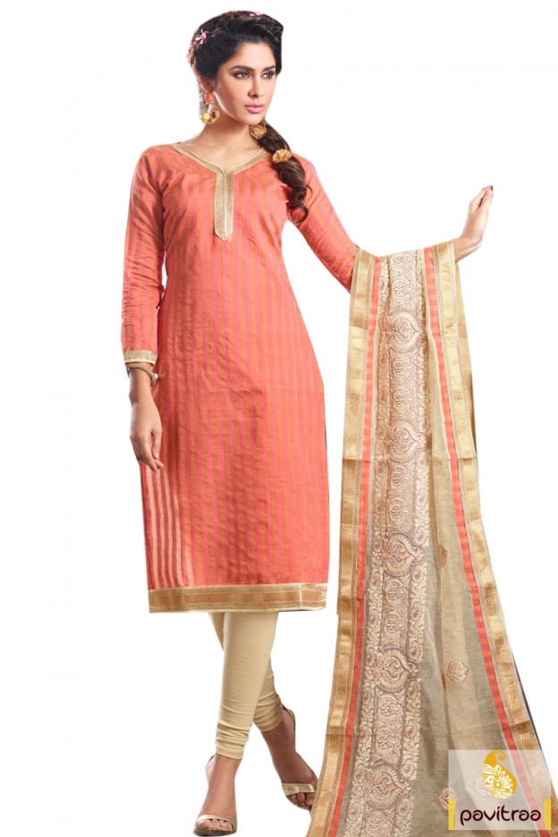 Beige and Peach Color Cotto...